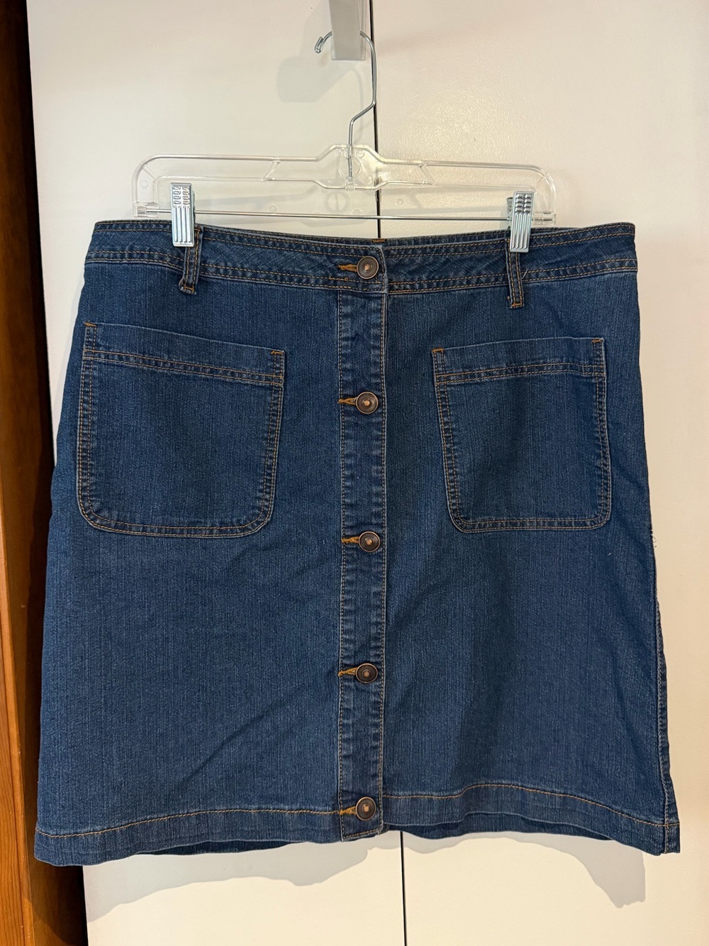Vintage Baccini Western Button-Front Denim Skirt in Dark Blue - Size 12